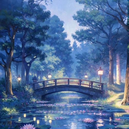 Max Power & Lenny Loops - bridge over a pond of water lilies
