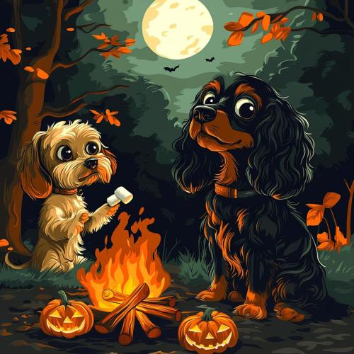 Spaniel Mac & mochadoodle - Bones!_